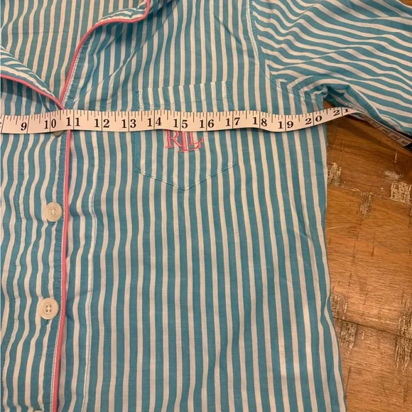 Ralph Lauren Aqua and White Striped Pajama Set - Picture 7 of 15